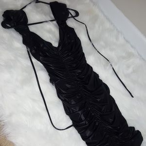 BLACK BEBE SINCHED CLUB PARTY DRESS